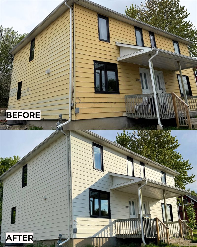 Before and after: exterior siding and trim repainted