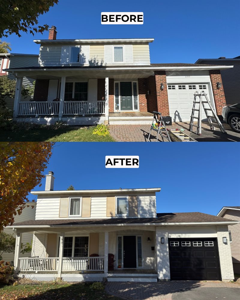 Before and after: full house exterior repaint and new garage door