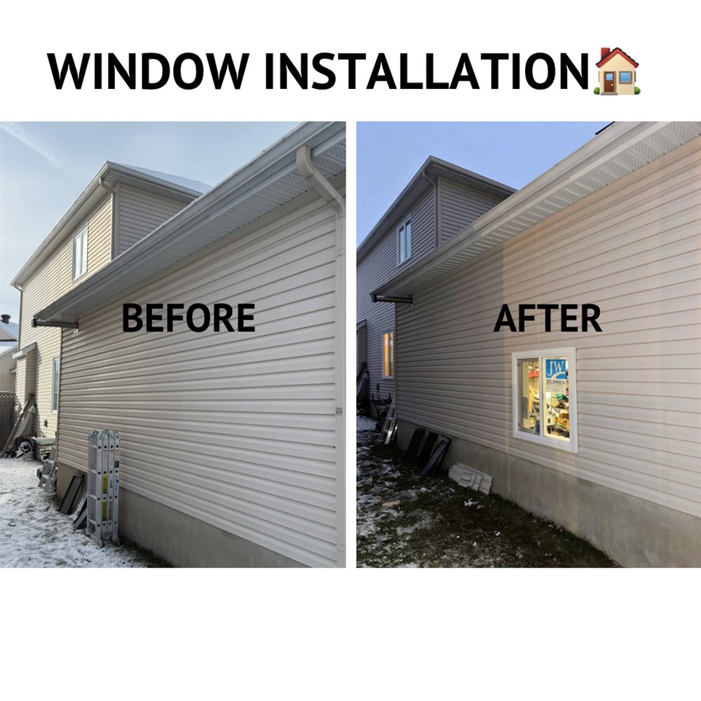 Before and after: new window installed in siding