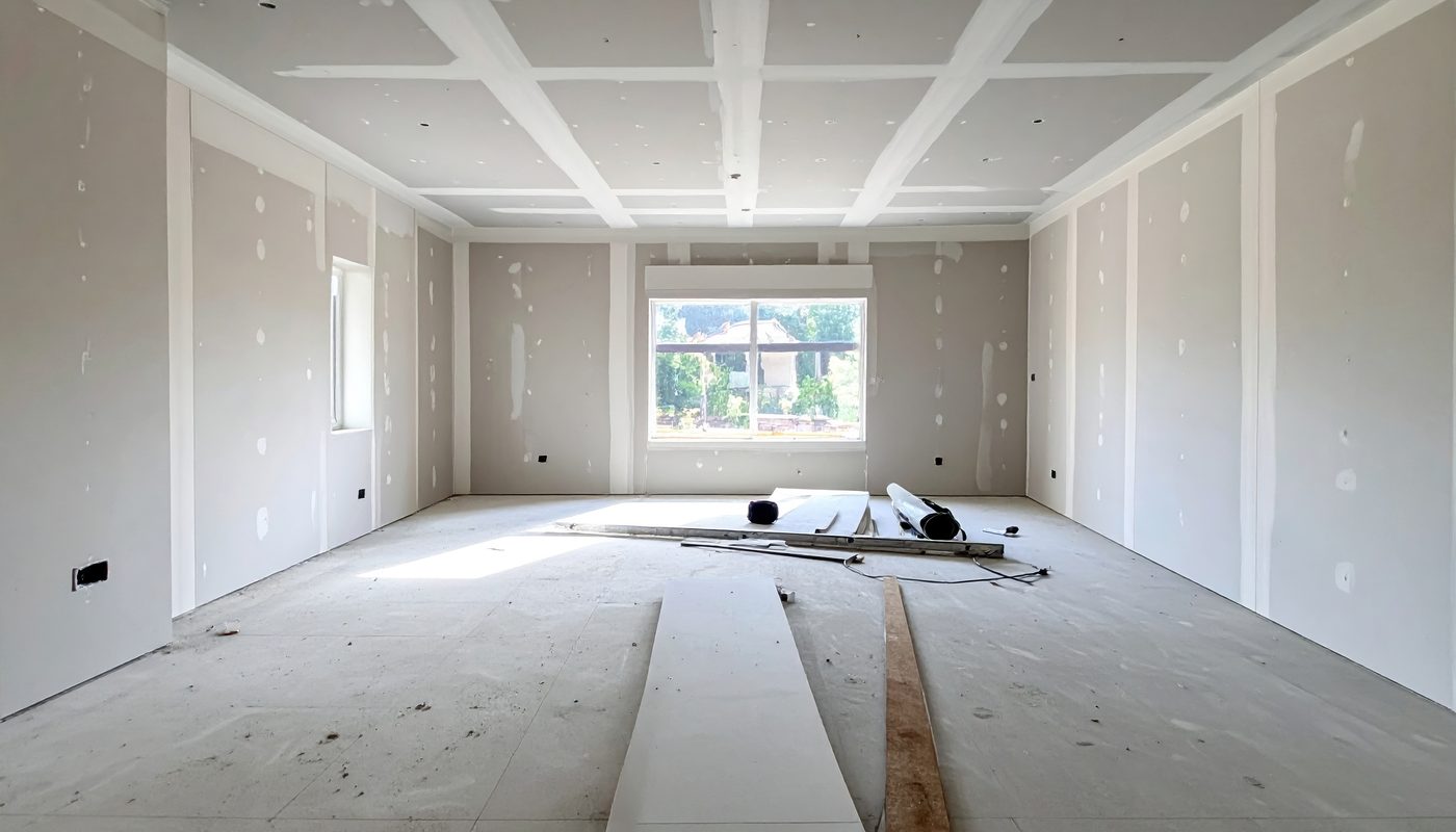 Room at the drywall and taping stage
